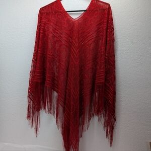 Red lace shawl one size